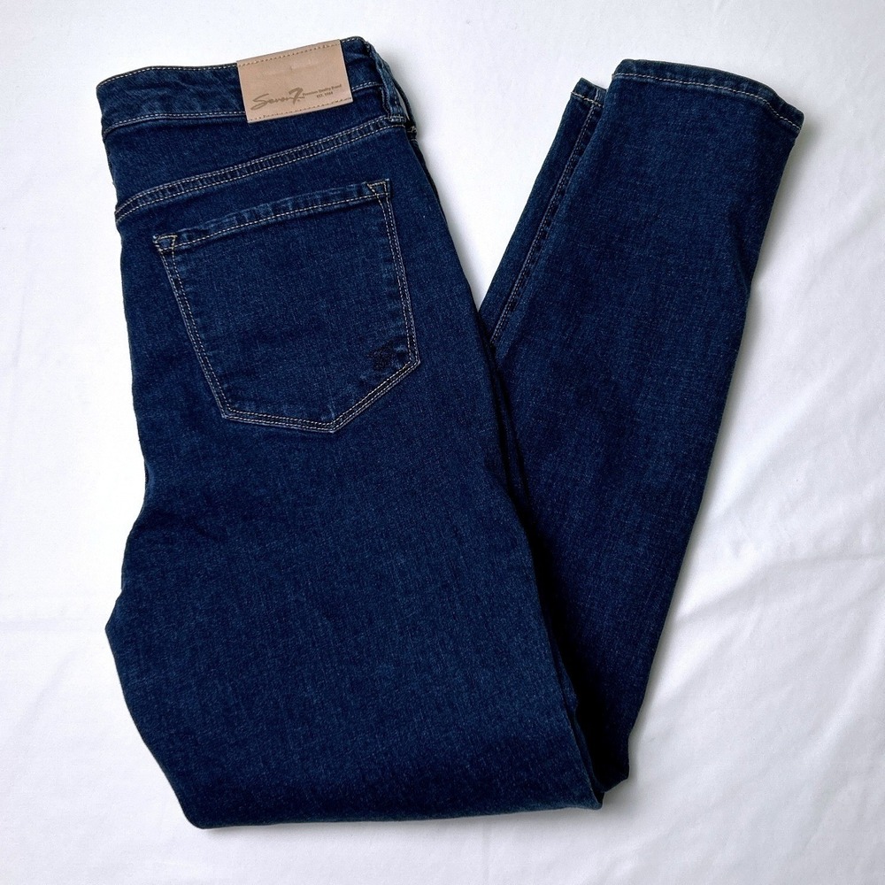 Seven7 Womens High Rise Stretch Denim Skinny Jeans Size 8 Dark Wash Classic
